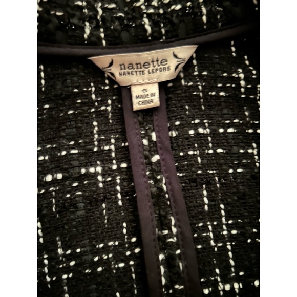 Nanette Lepore Black and White Metallic Tweed Blazer Jacket NWT New- Size Small - Picture 7 of 10